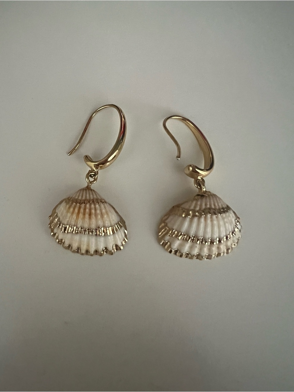 Talbots Gold and White Shell Drop Earrings